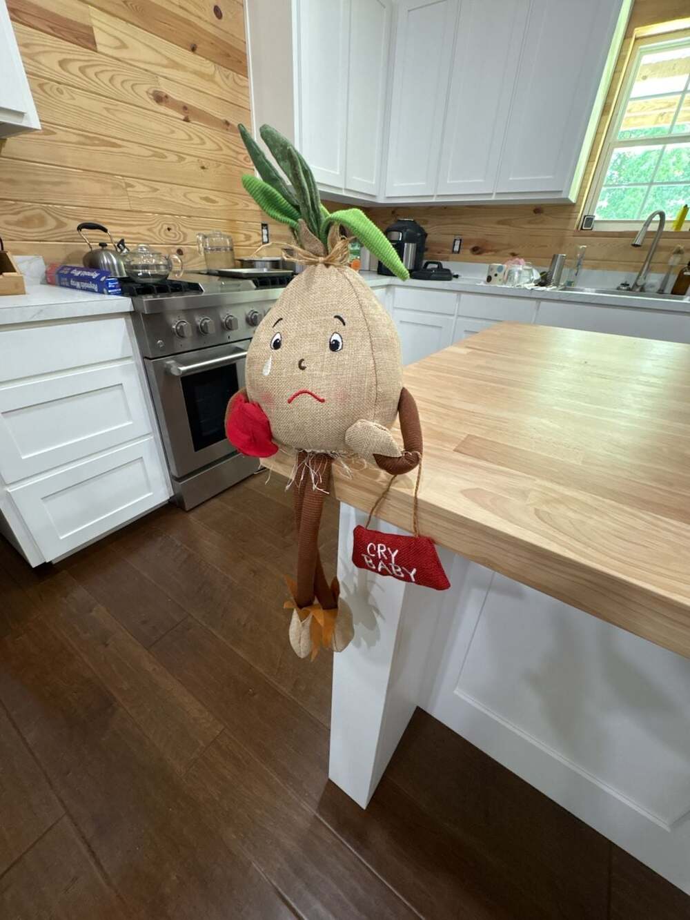 Primitive Burlap Cry Baby Onion Shelf Sitter Fabric Doll
